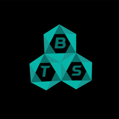 Fototapeta premium BTS creative minimalist letter logo. BTS unique vector initials alphabet letter logo design