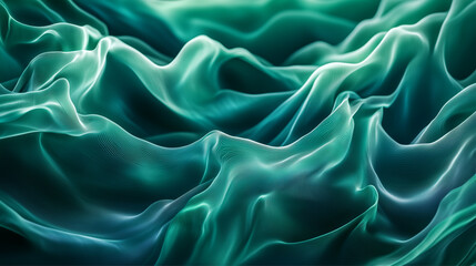 Obraz premium Abstract waves in soothing green tones evoke fluid motion.