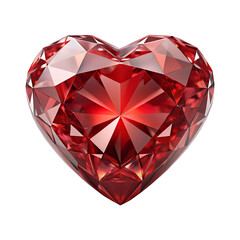 red diamond gem heart, soft focus isolated on the transparent background