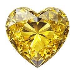 yellow diamond gem heart, soft focus isolated on the transparent background