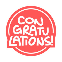Congratulations sticker. Hand drawn letters for congratulating message banner.