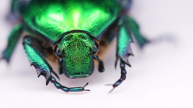 Stunning CloseUp Photography Featuring a Vibrant Metallic Green Beetle Captured Expertly
