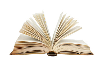 Fototapeta premium Pages of an Open Book with Visible Printed Content Isolated on Transparent Background