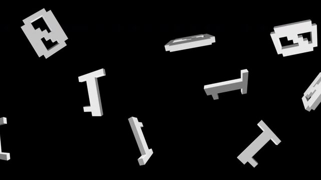 Falling Binary Code Numbers, Zero and One, Tech Background Animation, on Alpha Channel, Loop

