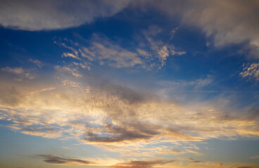 sunset sky with clouds for photo background