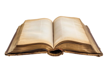 Detailed Open Book with Pages Spread Apart Isolated on Transparent Background