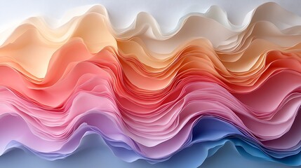 Abstract Layered Paper Waves in Pastel Colors