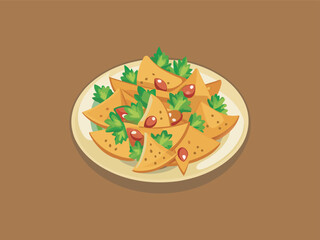 Nachos plate vector art illustration