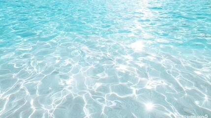 Fototapeta premium Clear turquoise water surface, sunlight reflections, beach background, summer holiday