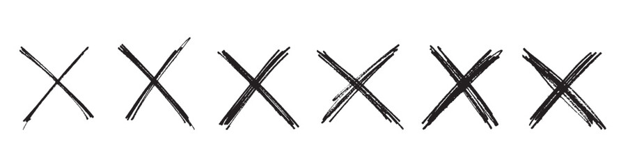grunge cross sign vector icon set, No wrong symbol. Delete, vote sign. check marks and bad marks vector illustrations