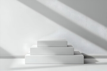 A set of stacked blank shipping boxes, with room for logo and branding, set against a clean, simple background.