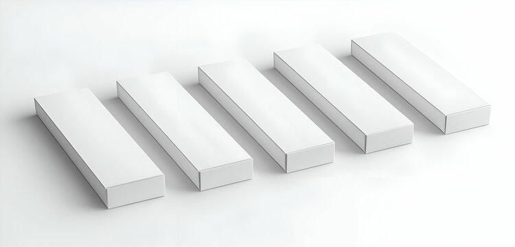 A set of white rectangular boxes in perspective view, ideal for cosmetic or gift packaging designs.