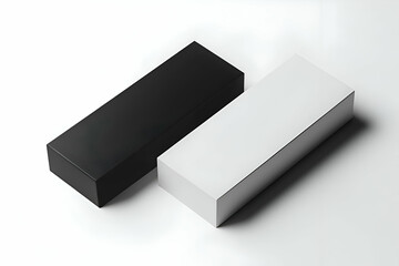 A simple white and black box set on a clean white background, ideal for minimalist product branding.