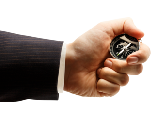 Compass in male hand