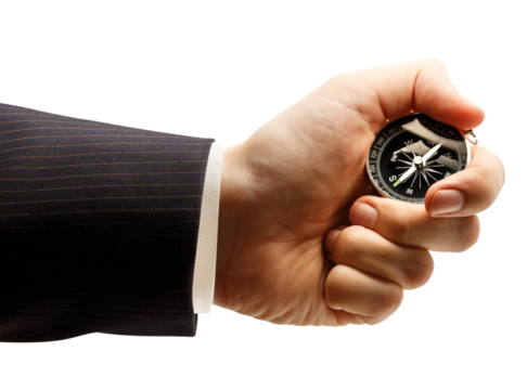 Compass in male hand