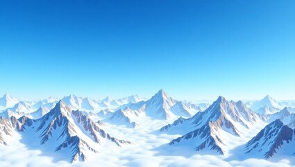 Majestic snowcapped mountain range under clear blue sky
