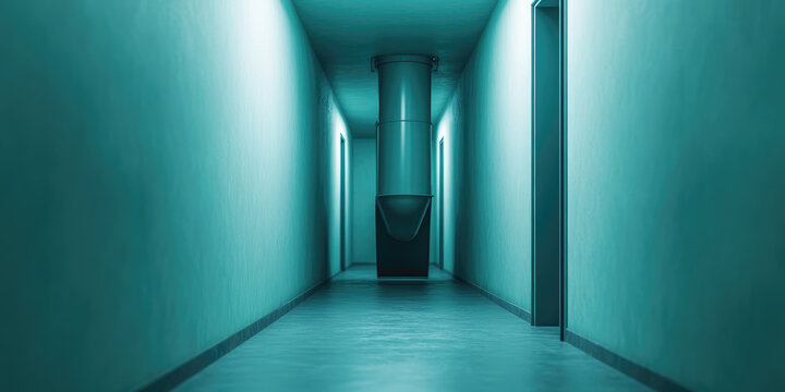 Garbage chute in the entryway of a residential apartment building. Maintenance of residential buildings, garbage removal and disposal