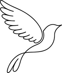 Elegant Line Art Drawing of a Bird in Flight
