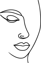 Serene One Line Drawing Minimalist Female Face Art 