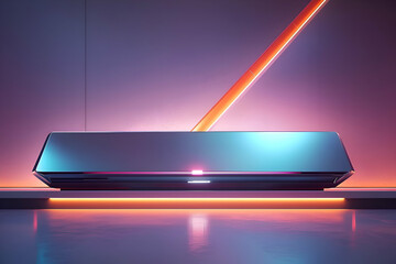 A sleek, futuristic tech device displayed in a dynamic scene with clean lines, ideal for tech product branding.