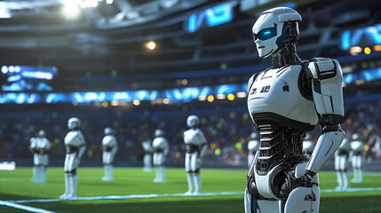 Fototapeta premium A high-tech sports arena where robots act as reference