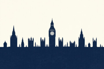 Obraz premium A city skyline with the clock tower of Big Ben in the middle
