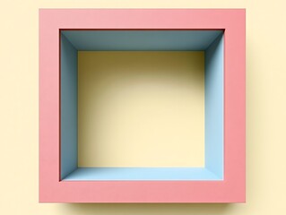 Pastel Pink and Blue Cuboid Empty Shelf Design