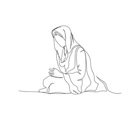one line art. Continuous line drawing of online Muslims, Islam, traditions, clothing, folk, oriental.