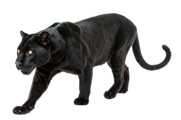 black leopard isolated on transparent background