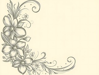 Elegant Floral Design With Swirls And Flowers