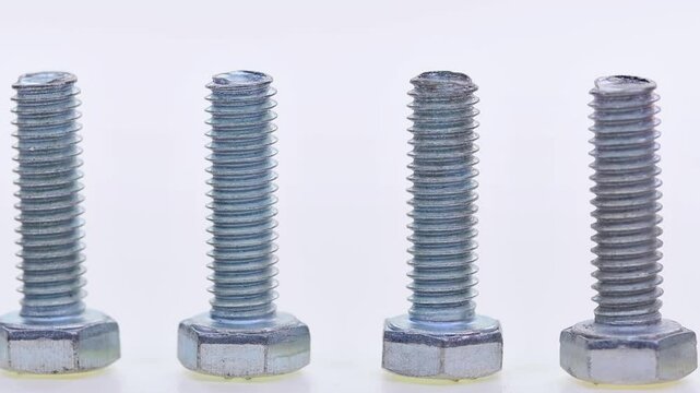 Metal screws for fastening equipment. Soft focus. Close-up. 