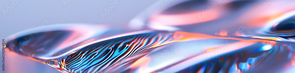 Poster iridescent fluid forms with striped patterns