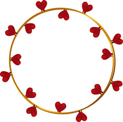 This image showcases a decorative circular frame made of intertwined golden rings adorned with...