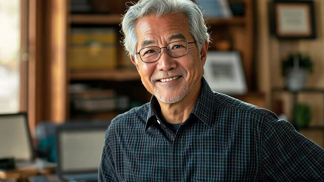 The Smiling Senior in Office