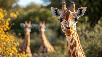 Obraz premium Captivating Giraffe Portrait in Natural Habitat