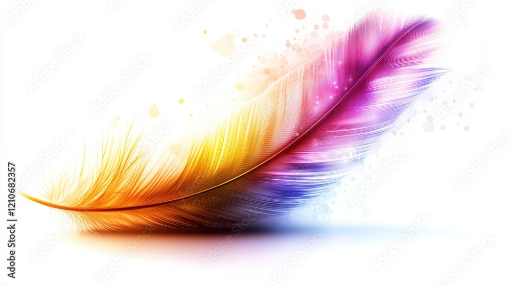 Wall mural vibrant colorful feather with soft gradient and artistic background
