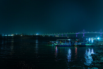 A general view of the Shatt Al Arab waterway in Basra, Iraq, at Night