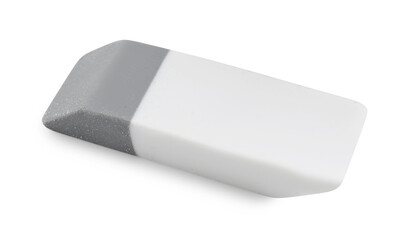 New eraser isolated on white. School stationery