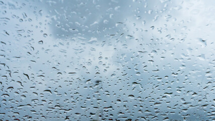 Rain Droplets on Glass Window