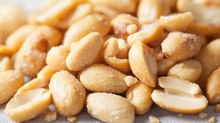 Close-Up of Crunchy Salted Peanuts on Light Background