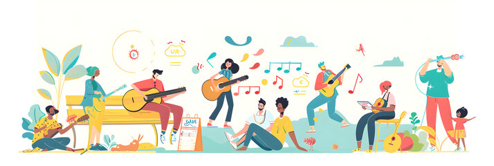 Fototapeta premium Unleashing the Multifaceted Benefits of Music Therapy: An Engaging Infographic for Understanding Holistic Healing Through Music