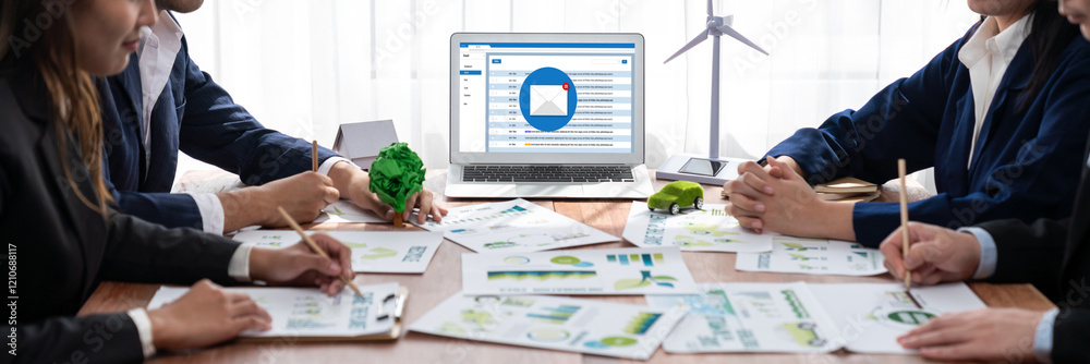 Poster email notification message showing on computer screen brisk. digital marketing message information t