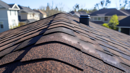 Asphalt shingle roof ridge cap, viewed from above showing texture and pattern, shadow, exterior. Shadow Ridge. Illustration