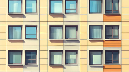 Fototapeta premium Building facade with many windows digital artwork realistic style. ai generated. Shadow Ridge. Illustration