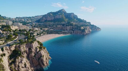 Obraz premium Coastal Town nestled on a Hillside