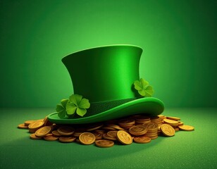 St. Patrick's Day celebration with a green hat and gold coins representing luck and prosperity