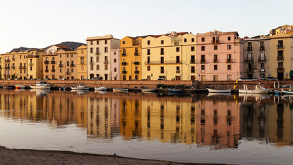 Marvelous view of Bosa town, Sardinia island, Italy.