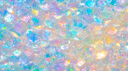 Iridescent crystal stones with colorful reflections creating a dreamy and vibrant abstract texture background. 