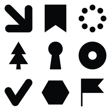 Simple Shapes Glyph Flat Icon Set Isolated On White Background