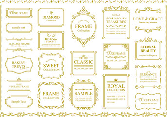 ゴールドのエレガントなビンテージフレームのセット